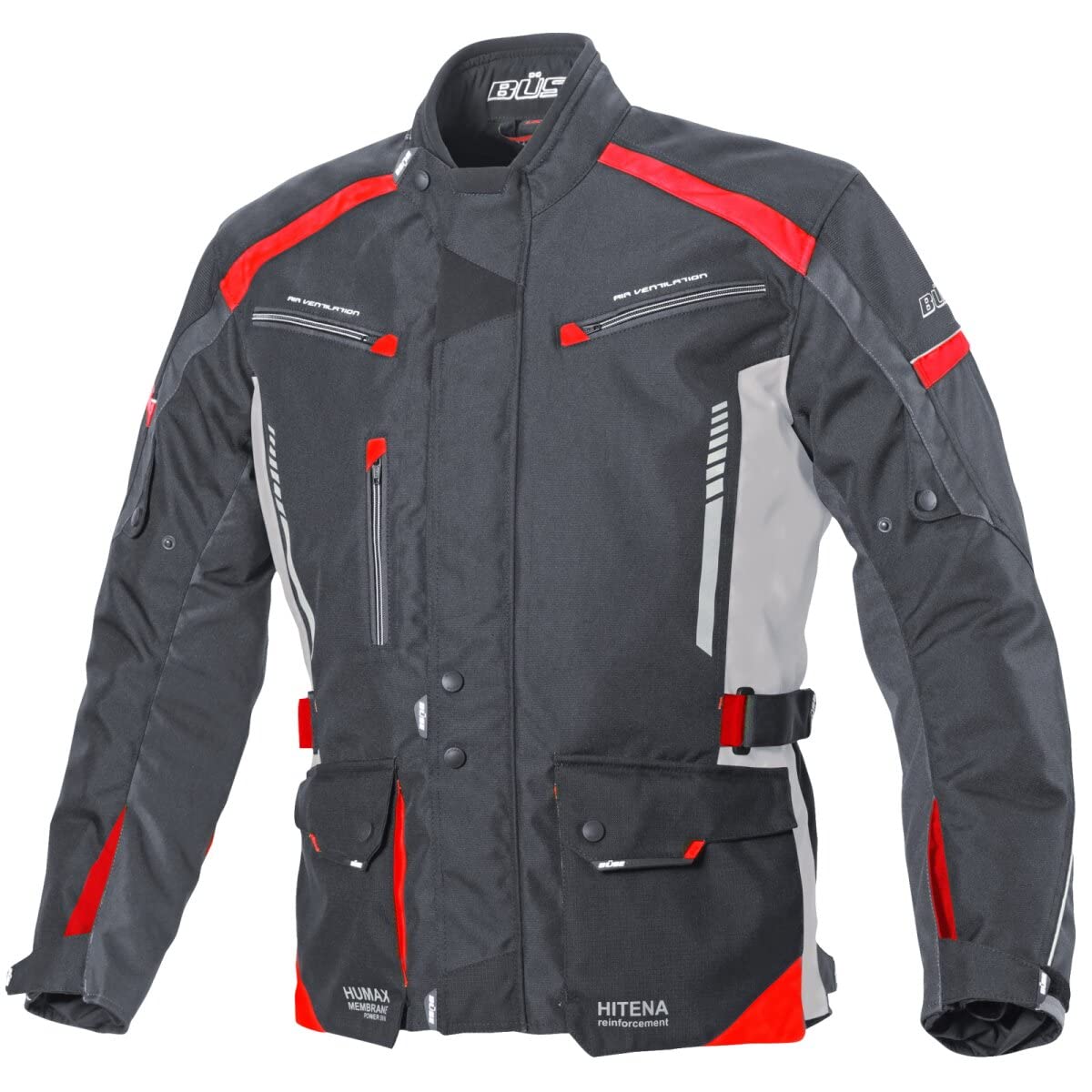 Büse Torino II Textiljacke Motorradjacke schwarz/hellgrau/rot Herren 3XL