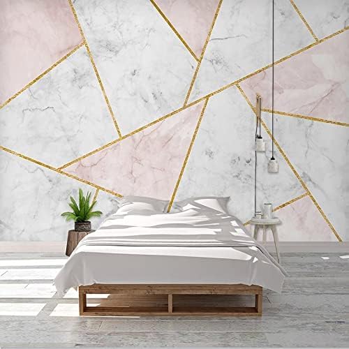 XLMING Abstrakt Geometrisch Marmor Gold Linie Küche Esszimmer Arbeitszimmer Wohnzimmer TV Hintergrund Wand 3D Tapete-150cm×105cm