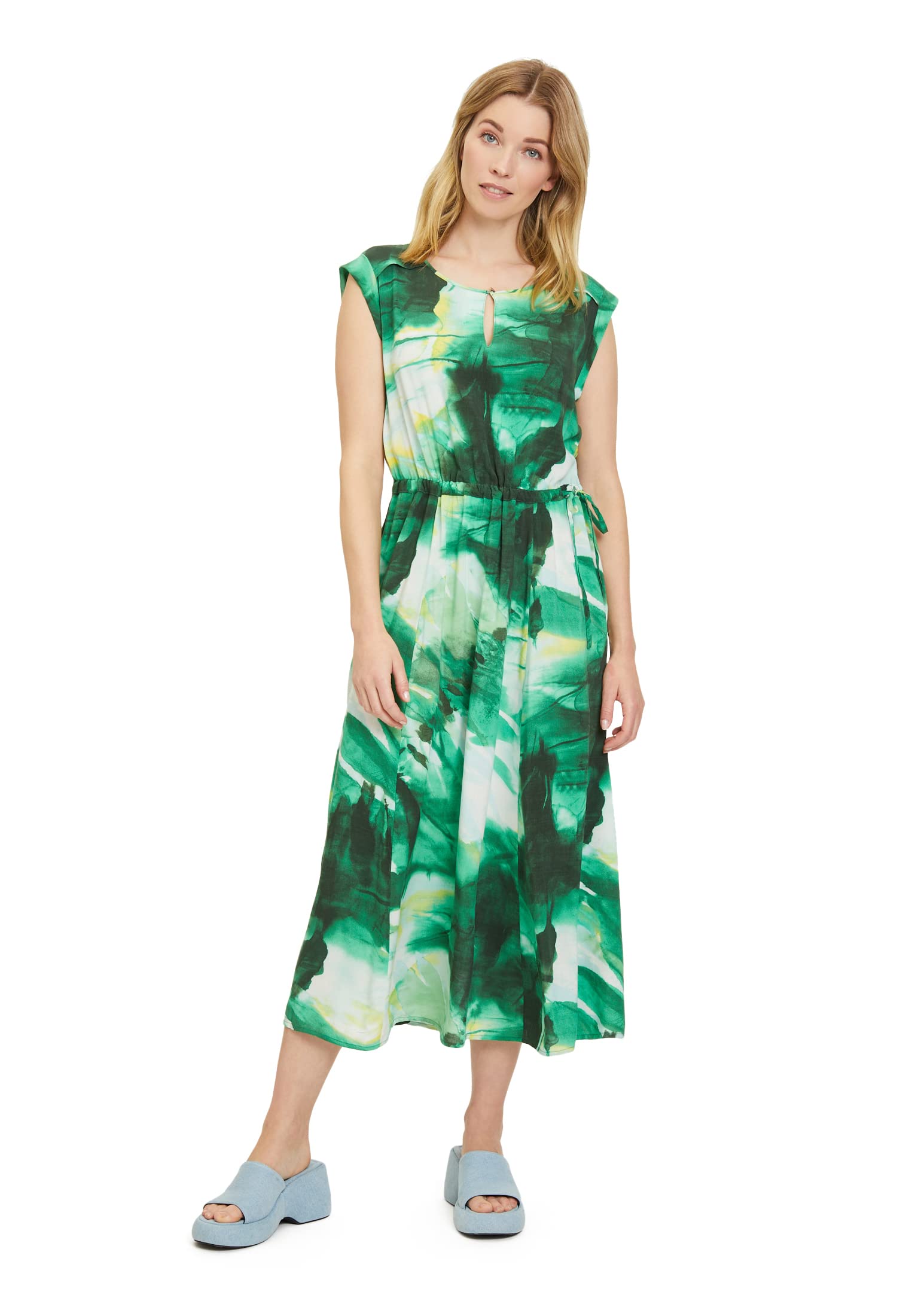 Cartoon Damen Sommerkleid mit Muster Green/Green,36