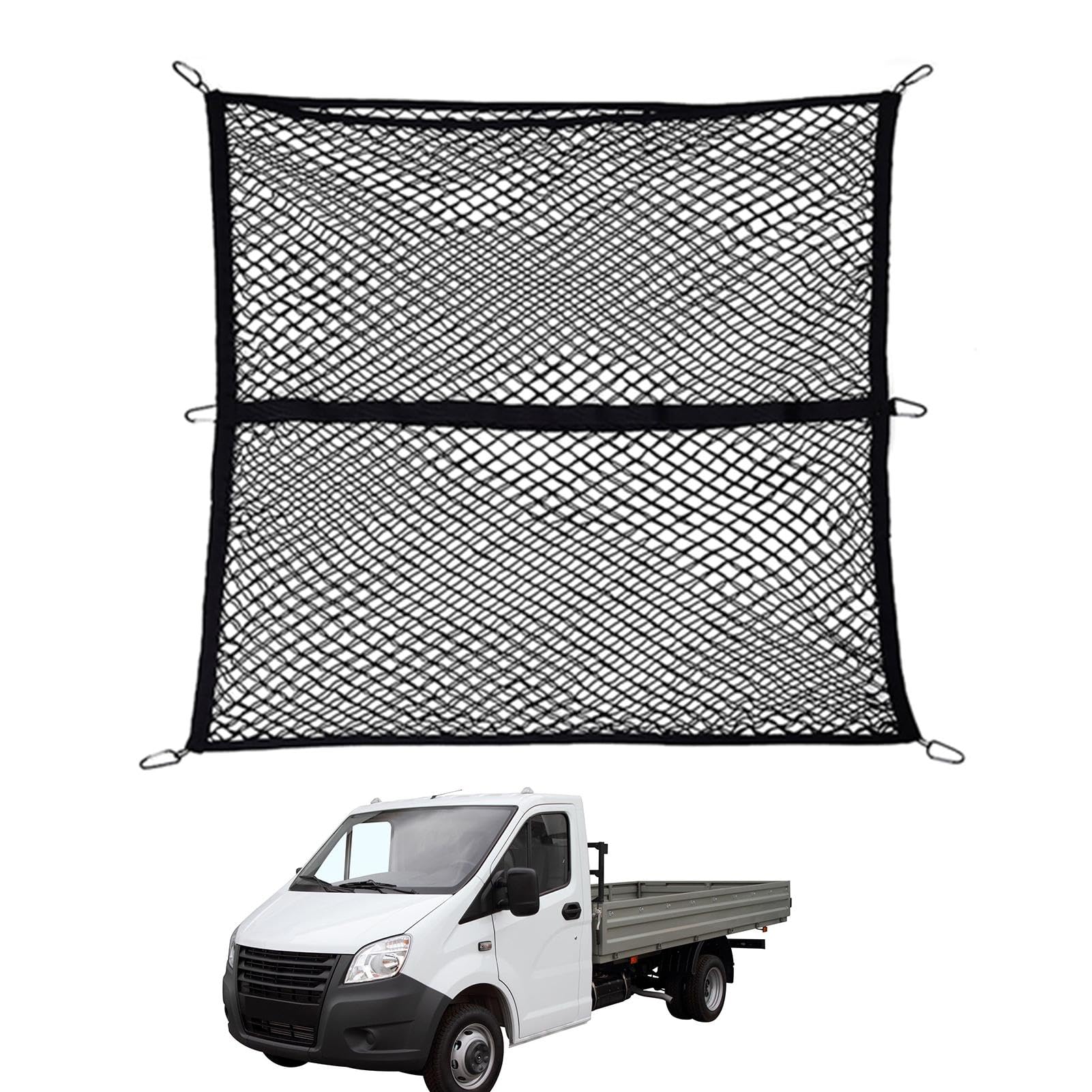 Nbhuiakl LKW-Ladenetz | Pickup-Truck-Gepäcknetz | LKW-Ladeflächennetz | Clutter to Clutter Dachträgernetz, klein, 100 x 120 Mesh, Robustes Bungee-Seilnetz für Kofferraumbefestigung