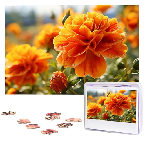 Holzpuzzle Ringelblume Blume Herbst Blumen Puzzle 1000 Teile für Erwachsene Personalisiertes Bilderpuzzle Fotopuzzle für Erwachsene Familie Hochzeit Abschlussfeier Puzzles Geschenke