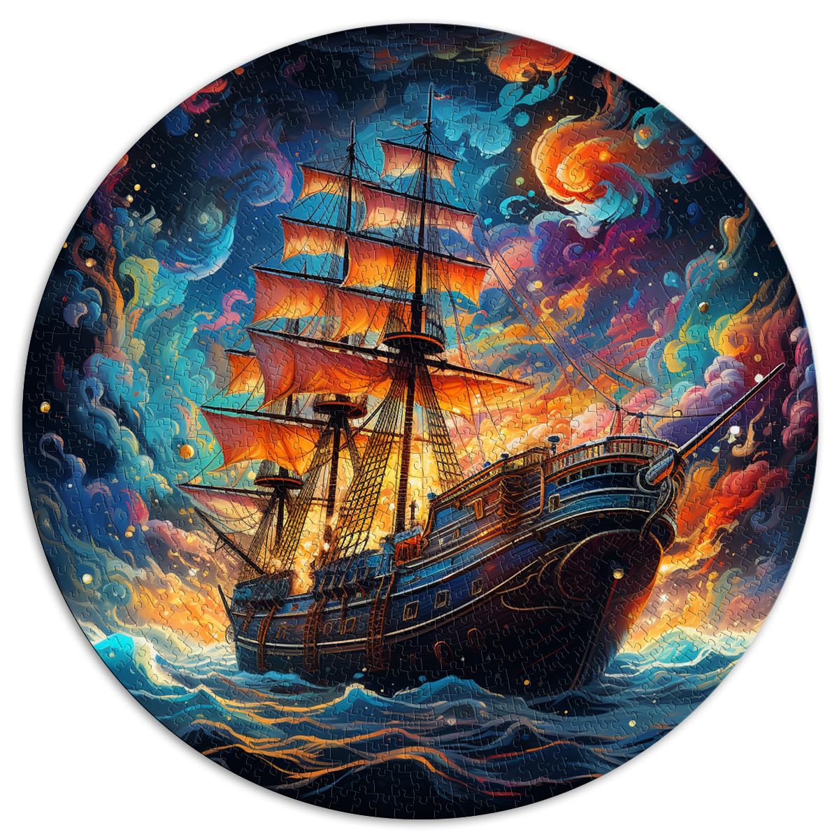 Puzzle für Piratenschiff, bunt, 1000 Teile, Puzzle für Erwachsene, 67,5 x 67,5 cm, Puzzle ganze Familie und dieses