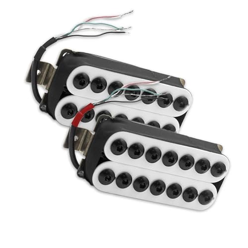 7-saitiger Humbucker Für E-Gitarre, Big Hex, Verstellbarer Doppelspulen-Tonabnehmer, Spulenteilungs-Tonabnehmer, N8,5K/B14K-Ausgang e gitarren tonabnehmer (Color : BlackNeck and Bridge)