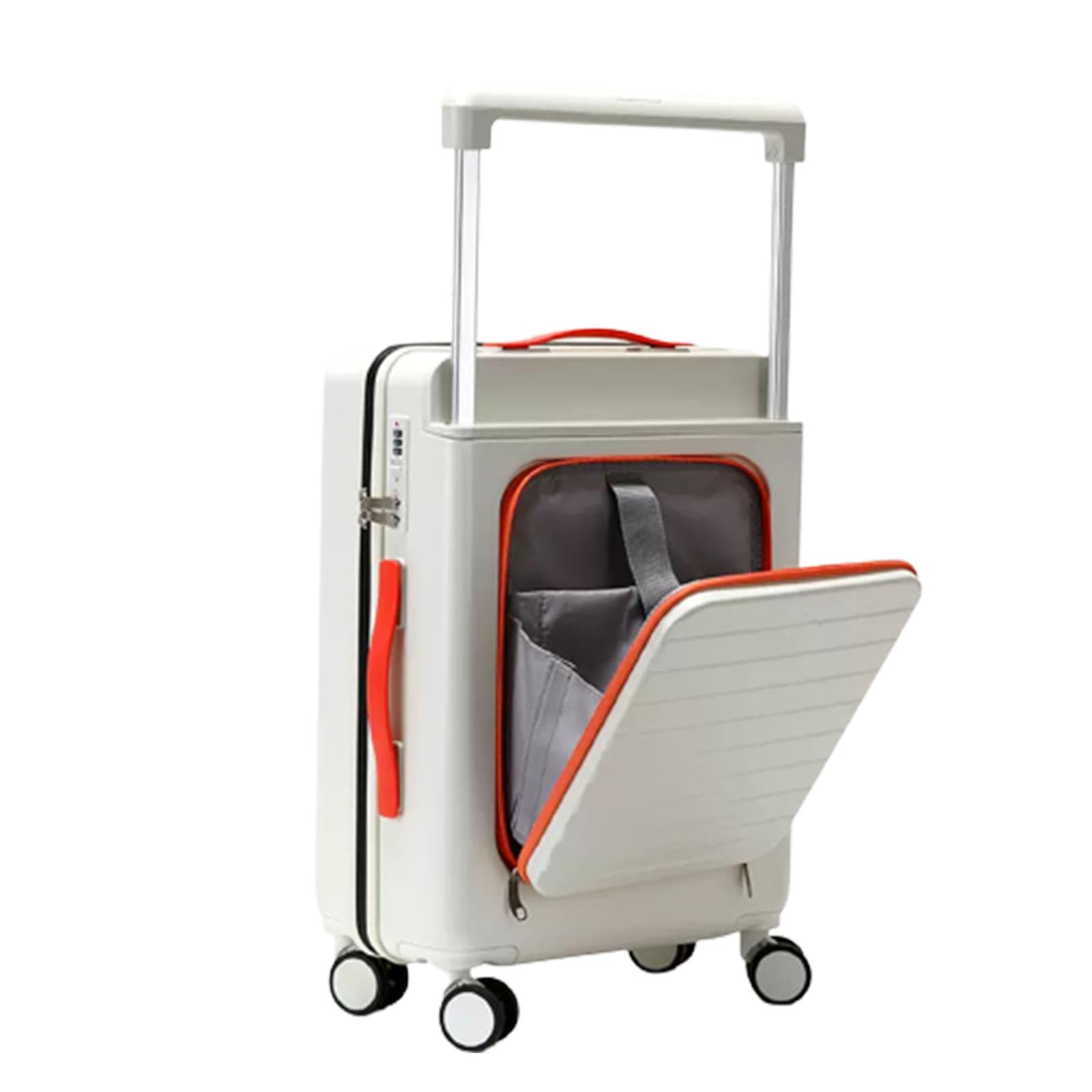 KJZQXYX 20-Zoll/22-Zoll/24-Zoll/26-Zoll-Koffer, Reisetrolley-Gepäck mit Spinnerrädern, Trennwandaufbewahrung, Drei-Gang-Einstellstange (white 26)