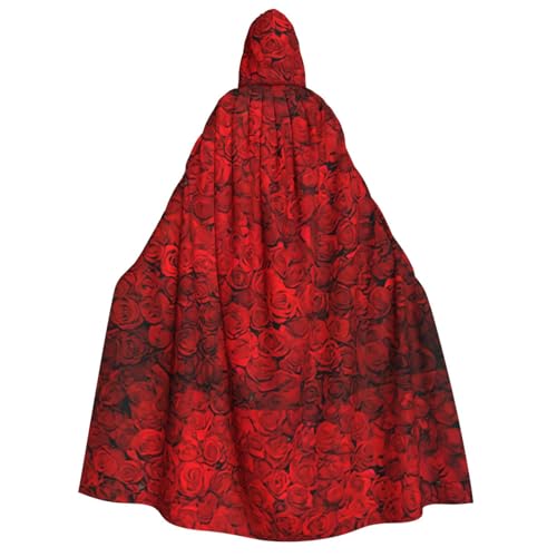 WURTON Red Rose1 Print Unisex Kapuzenumhang Halloween Karneval Vampir Cosplay Umhang Kapuzenumhang Kostüm