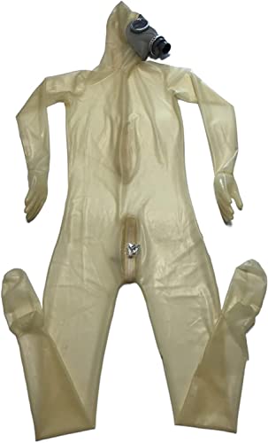 Transparenter schwarzer Full Cover Latex Catsuit Fetisch Bodysuits Befestigen Sie eine Gasmaske mit abschließbarem Reißverschluss