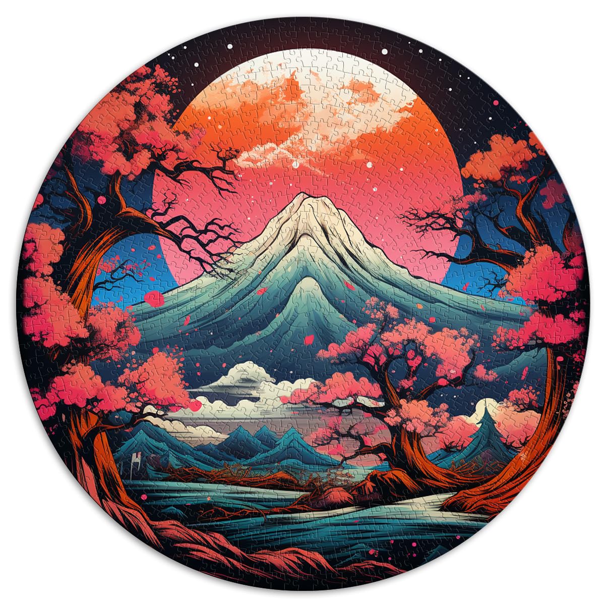 Puzzlespiel „Ukiyo e Vollmond Sakur“ 1000 Teile Puzzle 67,5 x 67,5 cm Puzzles für Lernspiele, herausforderndes Spielzeug, tolles Geschenk für | Spiele