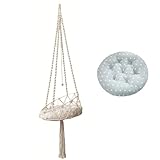 AOpghY Katze Hängematte 51 '' langes Hängekatze Bett mit 15,8 '' Kissen Boho Macrame Hängematte Katze Swing -Bett hängende Katzenwand -Hängematten -Dekor für Haustierschlafe, Haustierprodukte