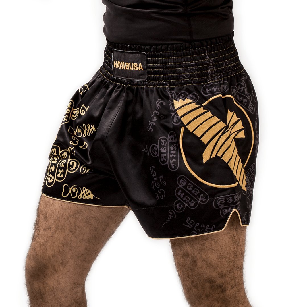 Hayabusa Muay Thai Shorts, Falcon, schwarz Größe XL