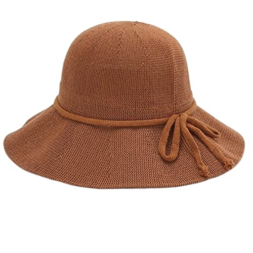 YIHANSS Sonnenhut Strandhut Damen Sonnenhut Bowknot Strohhut Breite Krempe Faltbarer Lässiger Fischerhut Sommer Strohhut Hüte