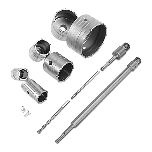 TCT Kernbohrer Set, Dosensenker Set, SDS Verlängerung für Bohrkrone, mit 6 Durchmesser Ø35 mm, 40 mm, 50 mm, 65 mm, 80 mm und 110 mm, für Schneiden Sauberer Löcher in Beton- Ziegel- und Blockarbeiten