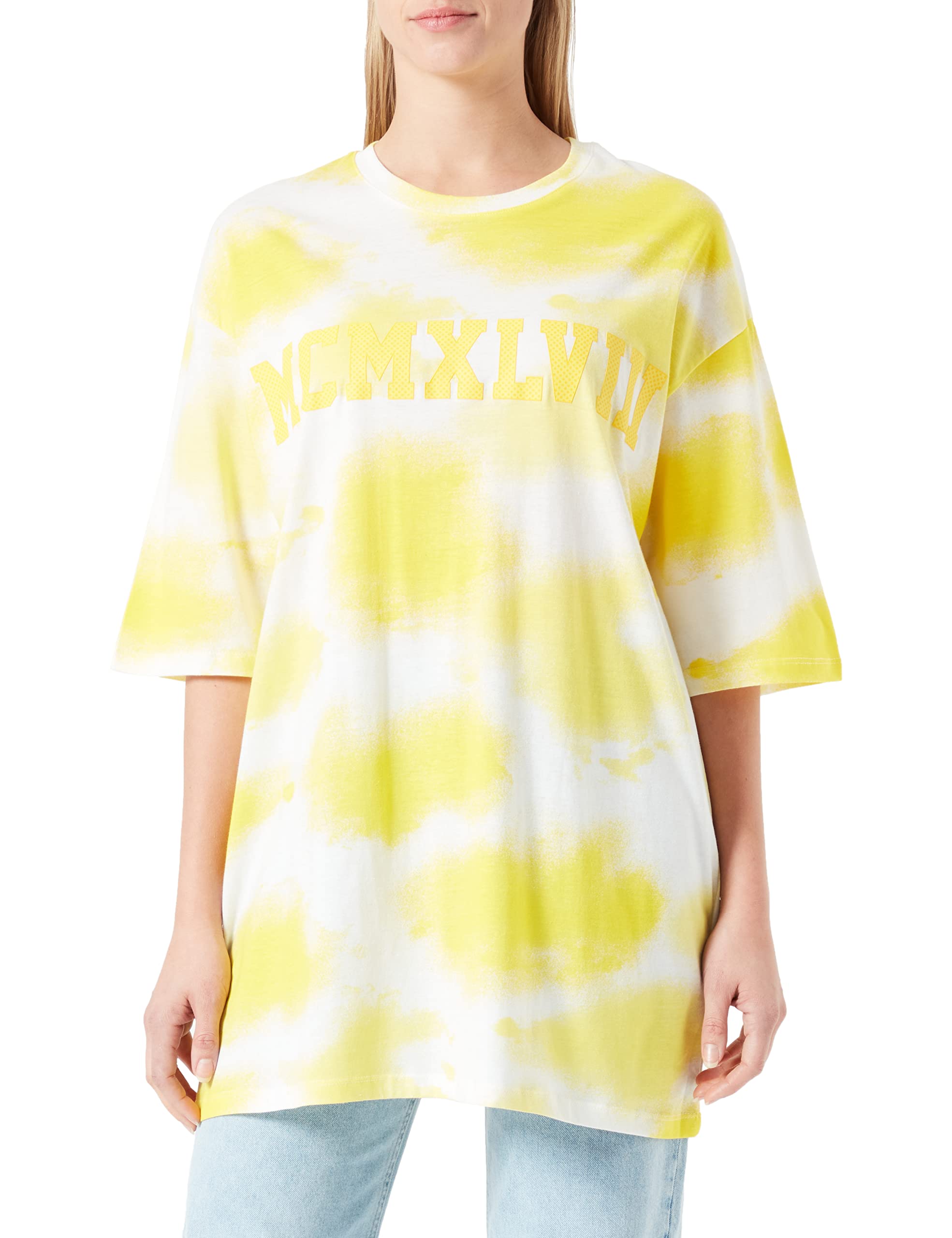 LTB Jeans Damen Kedozo T-Shirt, Off White Wax Yellow Tie Dye 13684, S