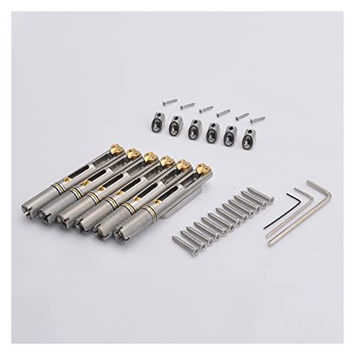 1 Satz Silber Schwarz 6/7/8 Saiten Edelstahl Headless Gitarrensteg/Einzelsteg Für Fanned Fret Gitarre Tune-o-matic Steg (Color : Silver 6 Pieces-1)