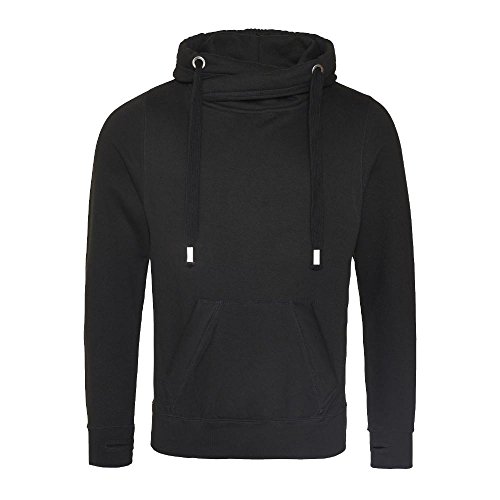 Just Hoods - Cross Neck Hoodie mit Jumbo-Kapuze/Jet Black, XXL