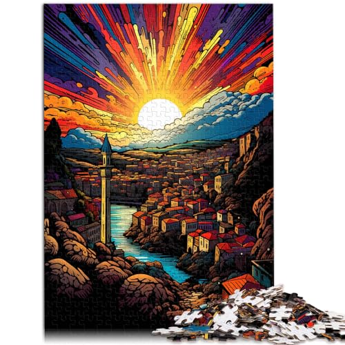 Spielzeug Puzzle Dubrovniks farbenfrohes psychedelisches 1000-Teile-Puzzle für Erwachsene, Geschenke, Holzpuzzles, herausfordernd zu vervollständigen, aber lustig und humorvoll,