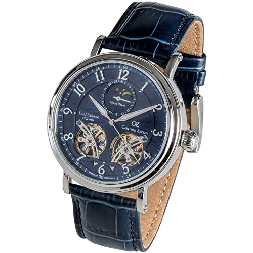 Carl von Zeyten Herren Analog Automatik Uhr mit Leder Armband CVZ0054BLS Saphir Version