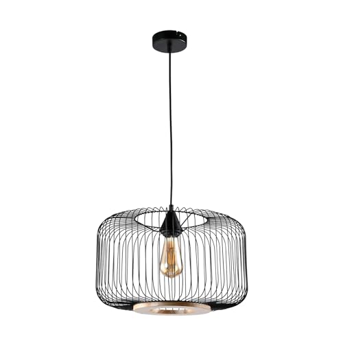 LQWELL® Pendellampe Schwarz, Retro Hängelampe Hängeleuchte E27 Vertigo Lampe Höhenverstellbare Kronleuchter Max 60W für Esszimmer Cafés Studio Bartheke Schlafzimmer Einkaufszentrum Dekor