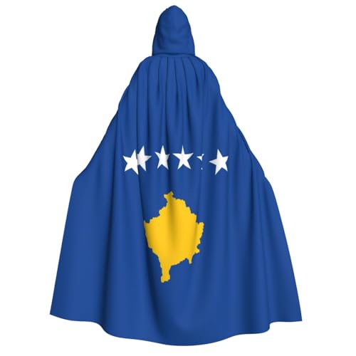 WURTON Kapuzenumhang mit Flagge des Kosovo, Unisex, für Halloween, Karneval, Cosplay, vielseitig, für Erwachsene