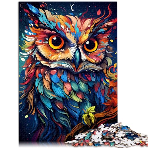 Puzzle zum Malen, farbenfrohes Eulen-Puzzle mit 1000 Teilen für Erwachsene, Holzpuzzle, Weihnachtswunschliste mit Weihnachtsmann, 1000 Teile (50 x 75 cm)