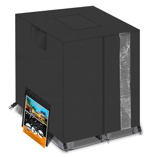 IBC Tank Abdeckung, 600D Wassertank Zubehör für Wassertank 1000l, IBC Tank Container Cover, Anti-UV Schutzplane Regenwassertank Abdeckplane mit Reißverschluss,120 x100 x116 cm (Schwarz)