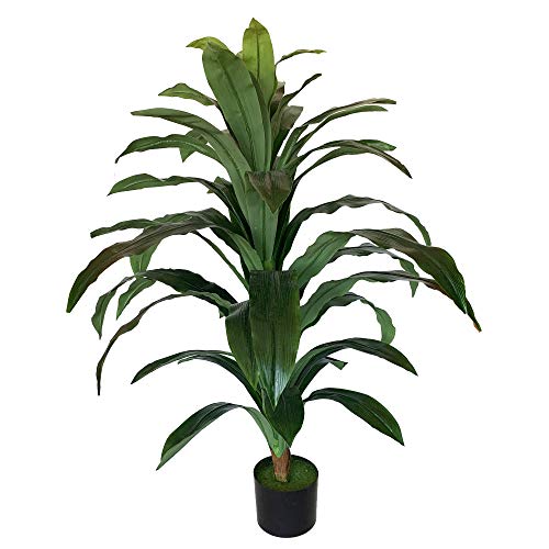 Wellhome Kunstpflanze Dracena 100 cm hoch in grün mit Topf