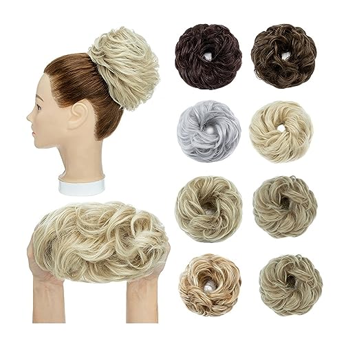 Haarknoten Synthetische Haarknoten-Erweiterungen, unordentliche lockige elastische Haargummis, Haarteile, lockige Chignon-Donut-Hochsteckfrisur, Pferdeschwanz-Haarteile for Frauen Haarschmuck Damen (