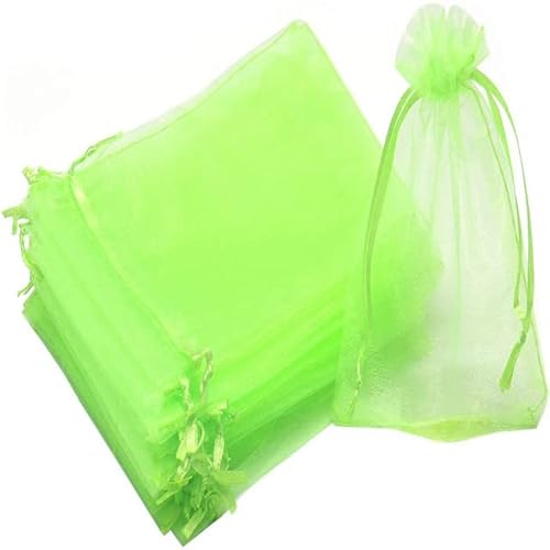 50 Stück schiere transparente Chiffon-Organzabeutel Weihnachten Halloween Hochzeit Geburtstagsfeier Süßigkeiten Geschenkboxen Schmuckverpackungsbeutel-hellgrün,11x16cm