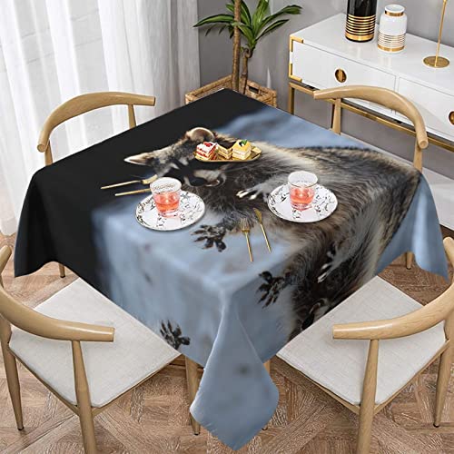 Waschbär-Tischdecke => > 152,4 x 152,4 cm, waschbare Polyester-Tischdecke, perfekt für Buffet-Tische, Partys, Urlaubsessen