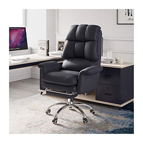 QYZUJIKL Drehbarer Schreibtischstuhl, Executive Commercial Drehstuhl, Boss Office Liegestuhl, PU-Leder Arbeitsstuhl für Executive, Zeichenstuhl, Gaming oder Büro für Home-Office-Stuhl