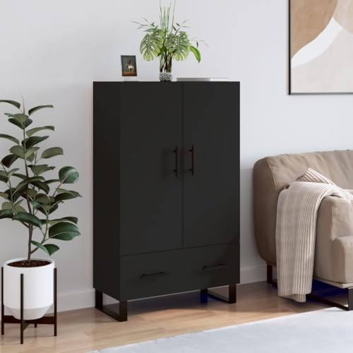 CCCINER Highboard Schwarz 69,5x31x115 cm Holzwerkstoff,Modernes Highboard mit viel Stauraum: Perfekt für die Aufbewahrung von Alltagssachen und Dekoartikeln