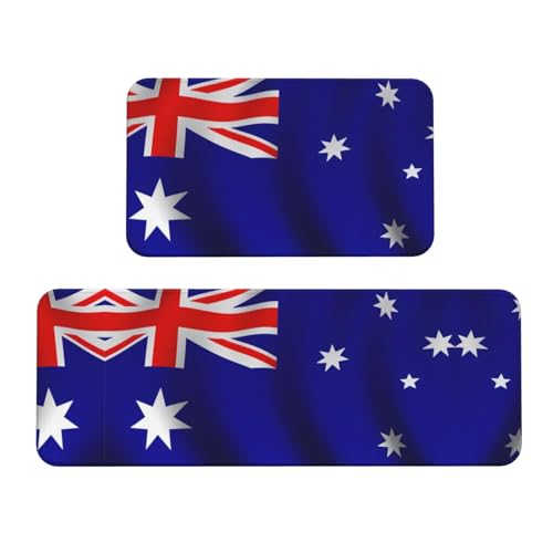 Küchenmatte, Motiv: australische Flagge, 2-teilig, rutschfest, wasserdicht, für Flur, Büro