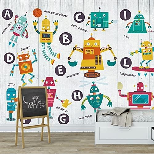 Cartoon Englisch Roboter Alphabetische Ordnung Wanddekoration 3D Tapeten Wanddekoration Fototapete Sofas Wohnzimmer Wandbild Schlafzimmer-430cm×300cm