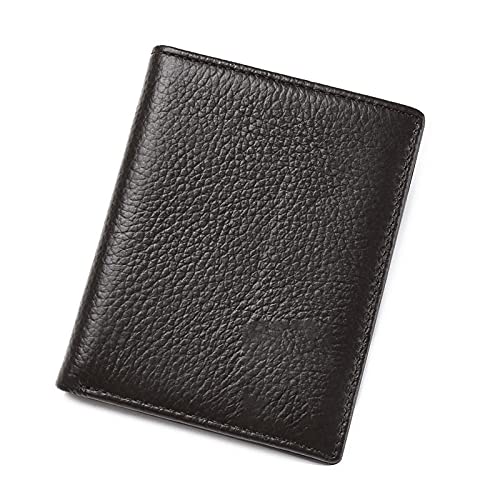 TREGOO Portemonnaie Herren Kleine Brieftasche Männer Echtes Leder Geldbörsen Rindsleder Mini Brieftaschen Schwarze und braune Qualität Garantie Kartenhalter (Color : Bruin)