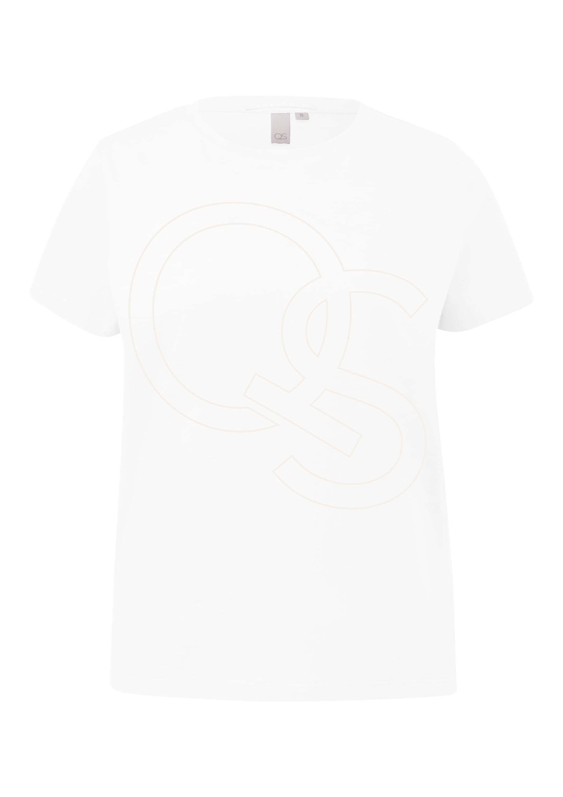 QS Damen 2147420 T-Shirt mit Logoprint, White 01D0, XL