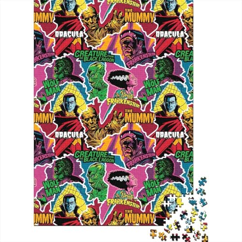 Horror-Monster-Puzzle, 1000 Teile, für Teenager, Geschenke, Holzpuzzle, Puzzle für Erwachsene, Teenager, für Erwachsene, Puzzle-Geschenke (Größe 75x50cm)