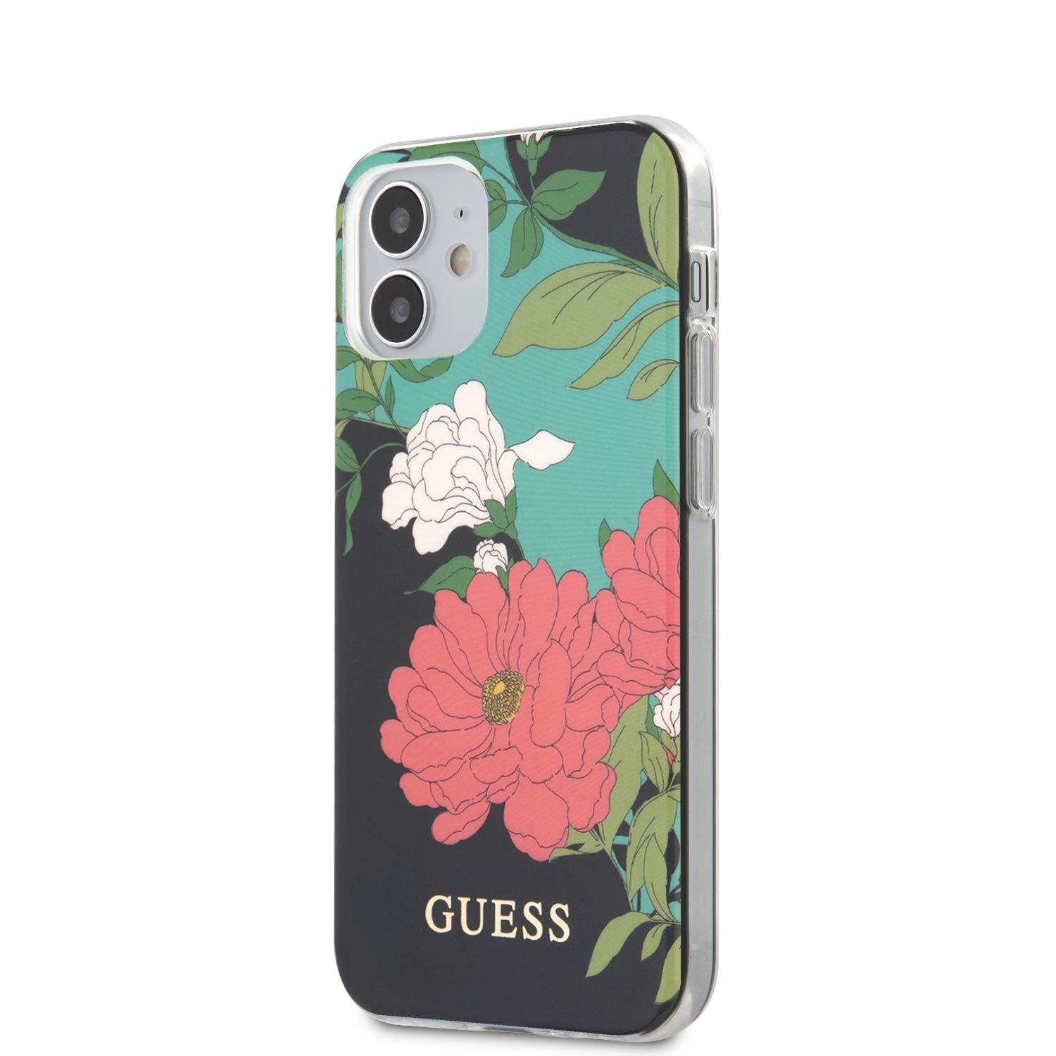 Guess GUHCP12SIMLFL01 N°1 Flower Collection Hülle für iPhone 12 Mini 5,4" Schwarz