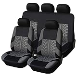 NAIRE Auto-Sitzbezüge Set für KIA Sorento (5seats) 2009 2010 2011 2012,Auto-Schonbezüge für die Vordersitze Rückbank Auto Innenraum Deko,A/Grey