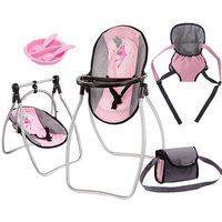 Puppenzubehör-Set pink mit Puppenautositz und Puppenbabyschale