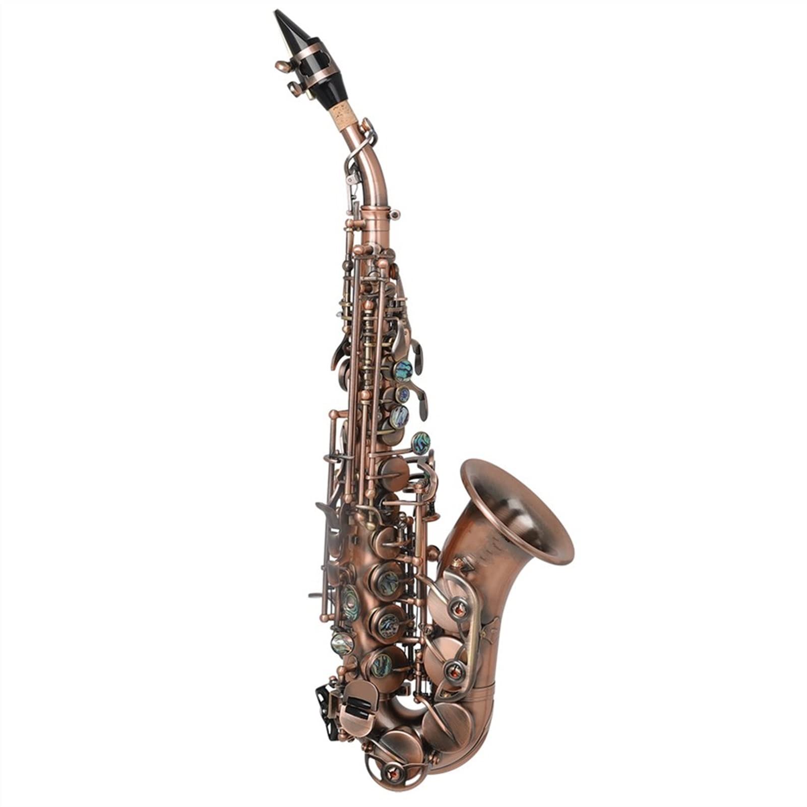 Saxophon Rot Antique Imitiert Klassische Schnitzermuster Saxous Abalone Shellknöpfe Mundstück Windinstrument Zubehör