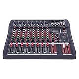 DX8 Professioneller 8 Kanal Stereo Sound Mischkonsole Bluetooth Audio Mixer, Mischpult Mit USB Für Karaoke Digital Audio Mixer LCD AC 230V 50HZ 18W