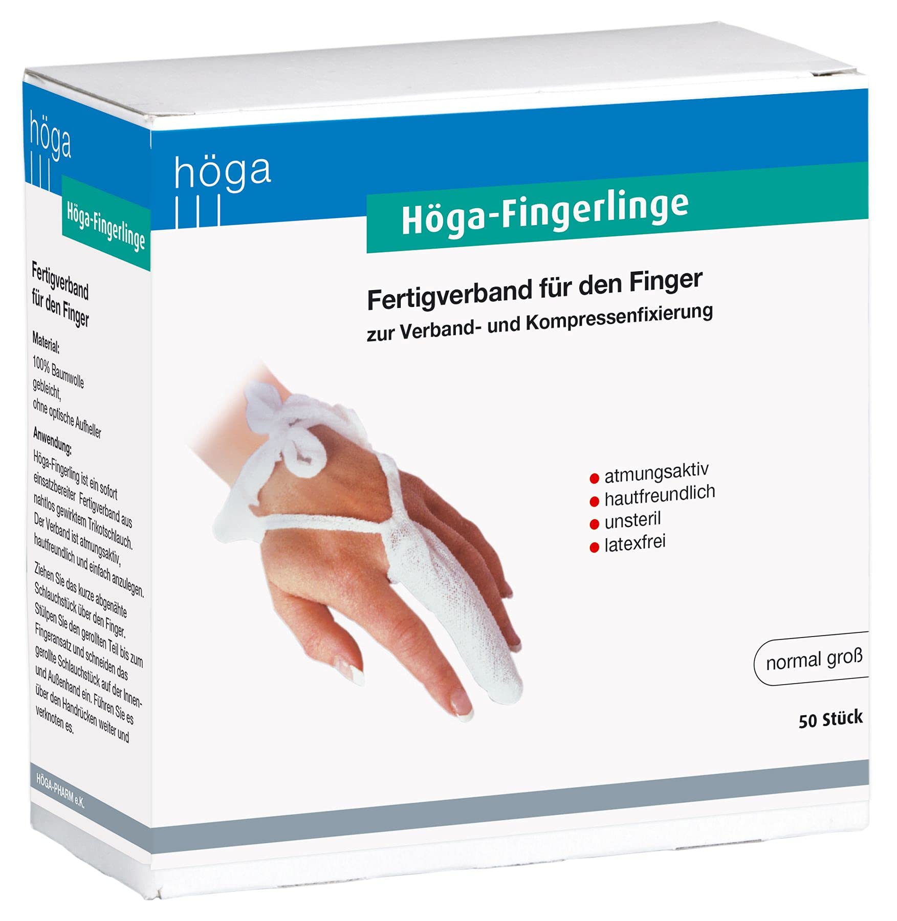 Höga Fingerlinge, normalgroß, Fertigverband für Finger und Zehen | 50 Stück (1er Pack)