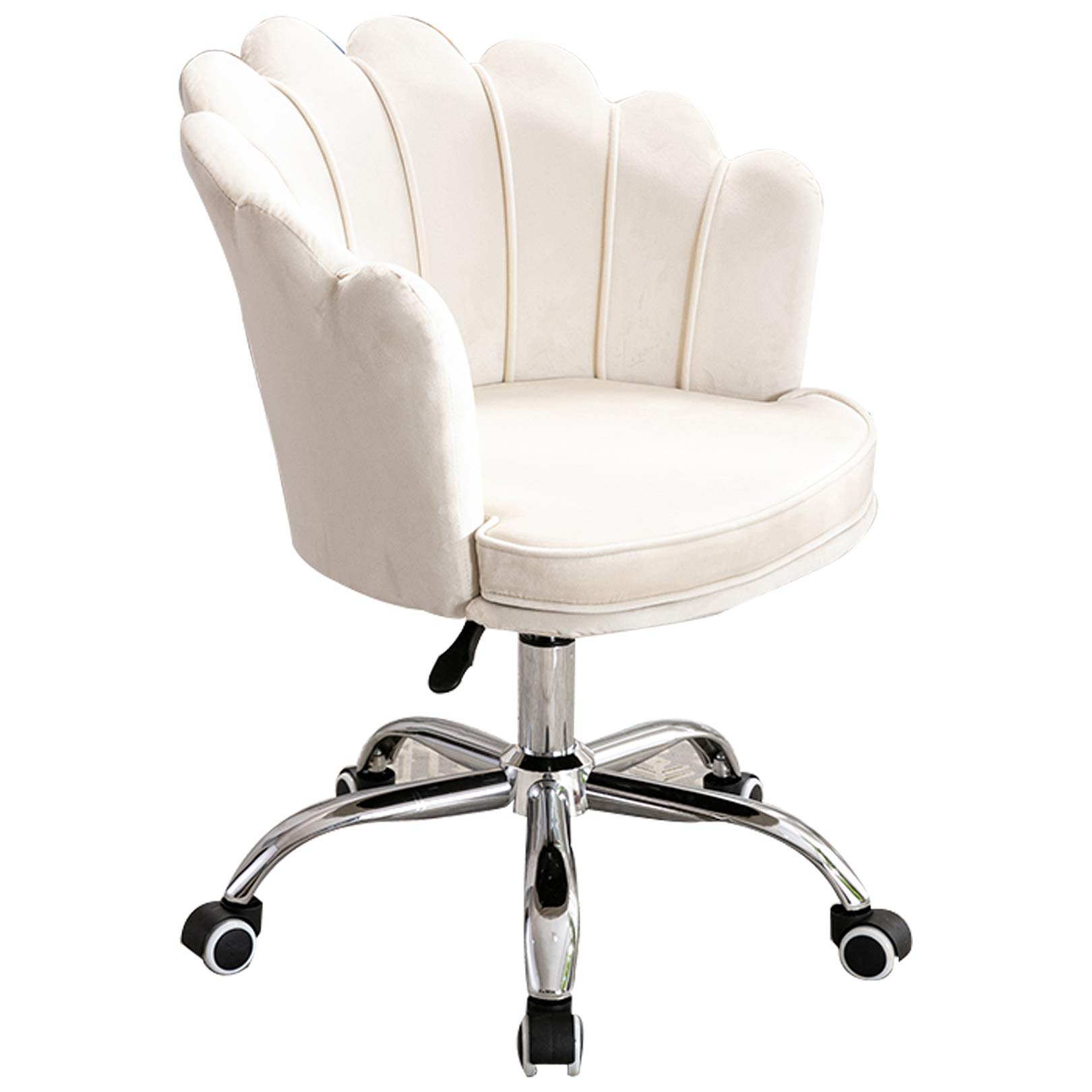 BFVAKBKYT Home Office Ergonomischer Schreibtischstuhl, Ergonomischer Bürostuhl mit gewellter Rückenlehne und Rollen. Ergonomischer Drehstuhl for Zuhause. Bequemer, gepolsterter Drehstuhl.(White)