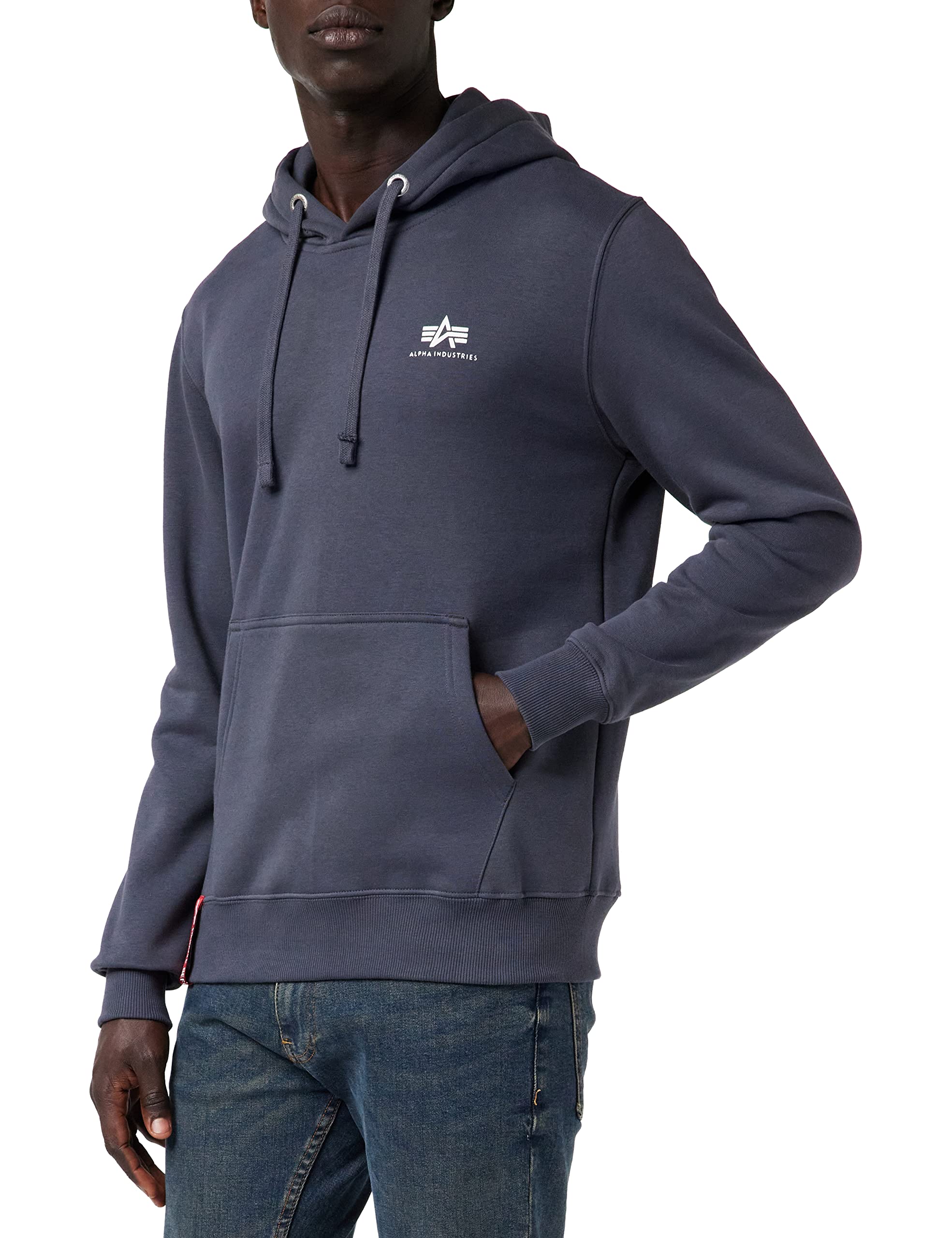 Alpha Industries Herren Basic Hoody Small Logo Kapuzensweat Kapuzenpullover, Greyblack, S