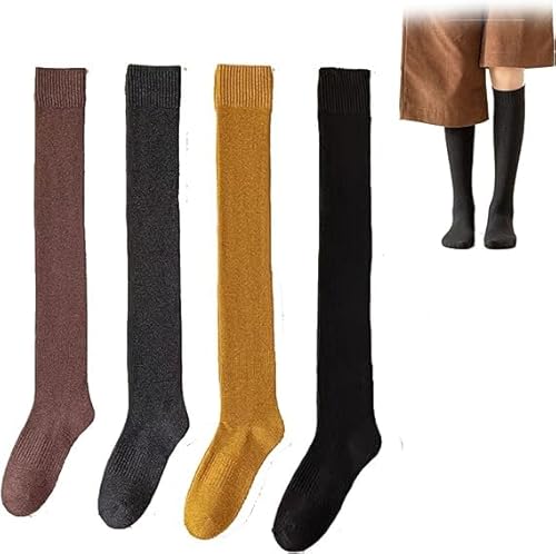 Chicshouse Socks, Chicshouse Winter Thermal Socks,Chicshouse Fleece Socks,Women Warm Cozy Fuzzy Socks,Thigh High Boot Socks (4 Pairs-A)