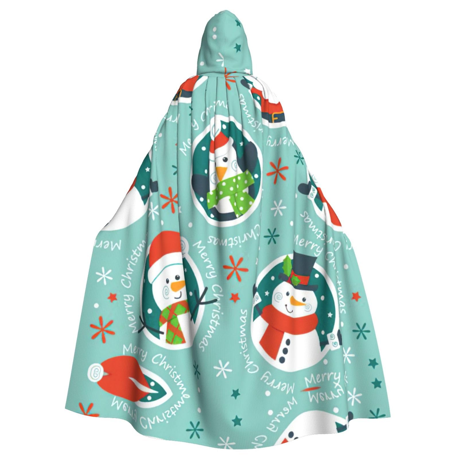 YQxwJL Weihnachtlicher Weihnachtsmann-Pinguin-Aufdruck, langer Umhang, Unisex, mit Kapuze, Halloween, Weihnachtsumhang, Kostüme, Party-Umhang