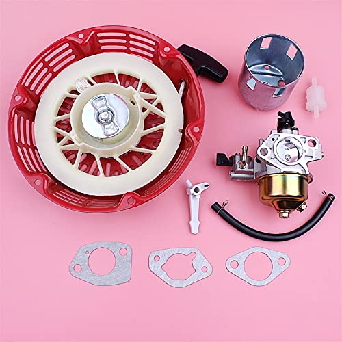 VLZUNO Vergaser Rückstoß Seilzugstarter Rasenmäher Motor Motor Carb Dichtung Kraftstofffilterleitung GX390 13HP GX 390 Rücklaufstarterbaugruppe