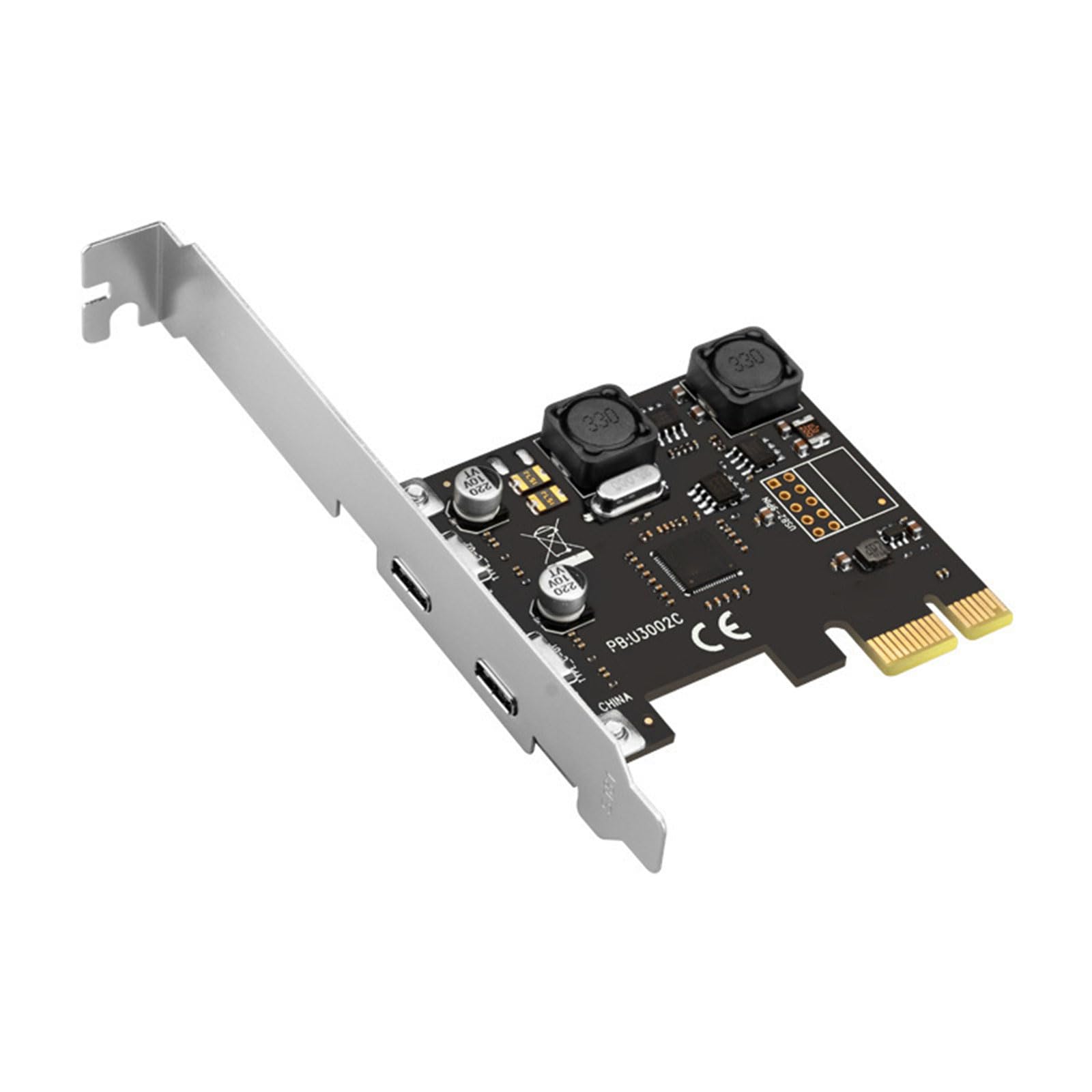 Qsvbeeqj PCIE 1 Auf Doppel USB3.1-USB C Adapterkarte Schnelle Datenschnittstellen Für Desktop PC Keine Externe Stromversorgung Erforderlich