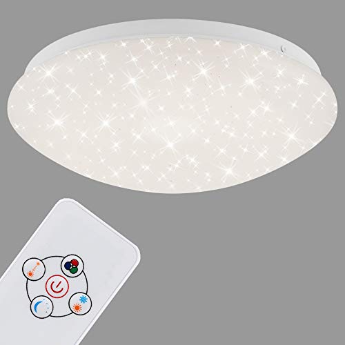 Briloner Leuchten LED Deckenleuchte mit Fernbedienung, Farbwechsel-Option, Nachtlichtfunktion, dimmbar, Metall, 10 W, weiß