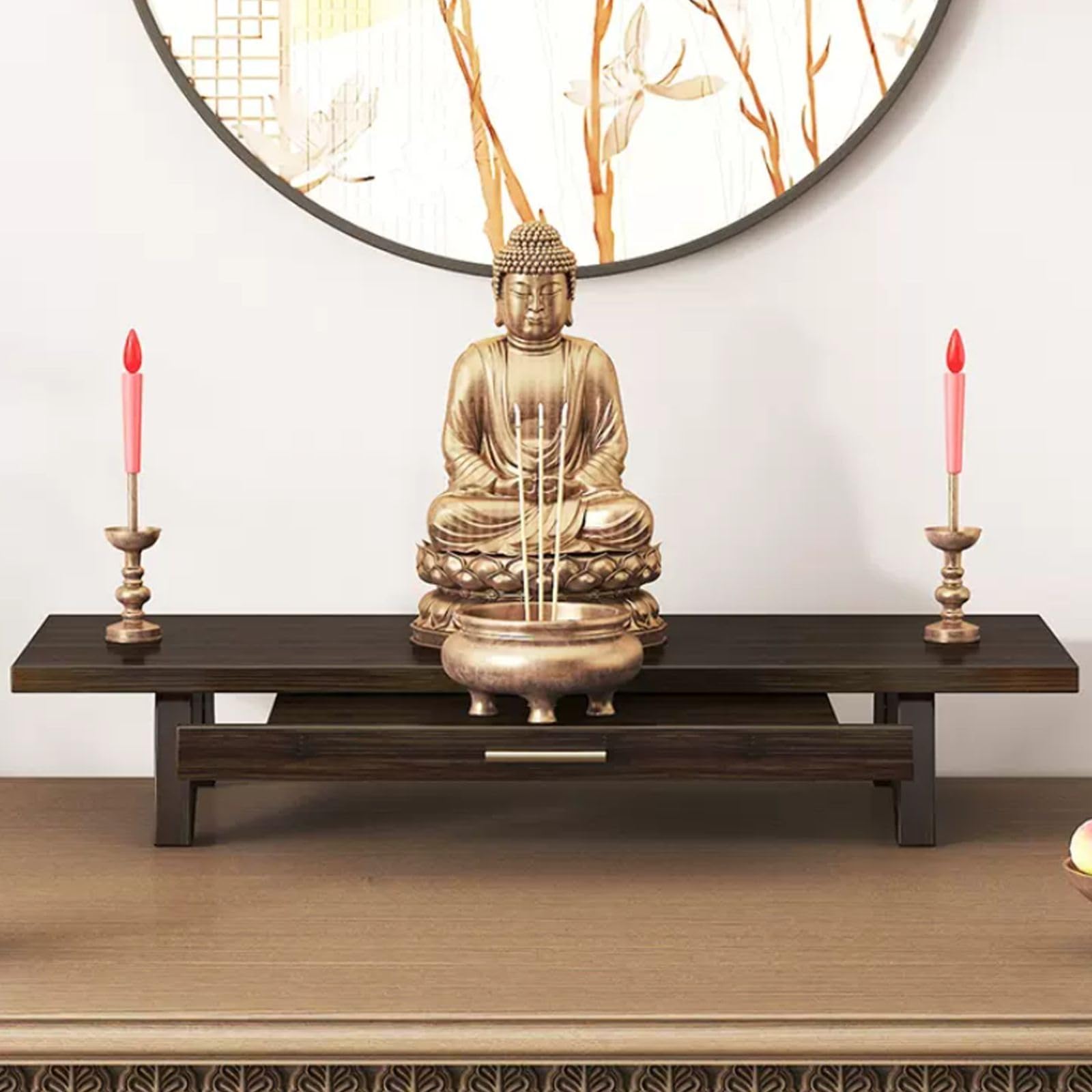 DUBTEDHOU Hölzerne Wiccan kleine Altar Tisch Buddhist Tisch, for Wohnzimmer Orientalischen Stil Couchtisch Schrank Bambus