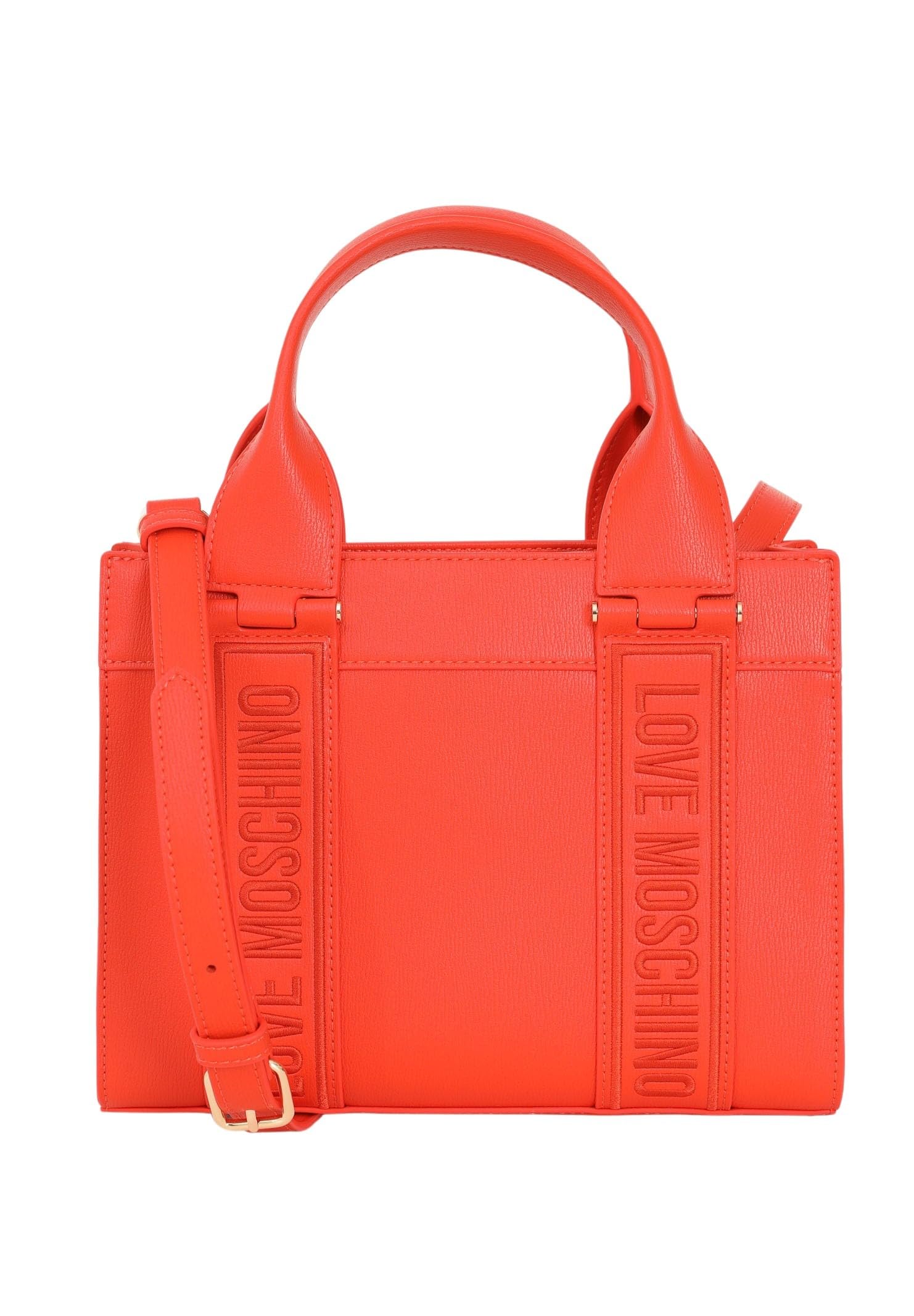 Love Moschino Orange Damen Tasche mit Ton-in-Ton eingenähtem Logo, rot, Einheitsgröße